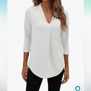 Women’s Miselon 3/4 Sleeve Tunic Eyelet V-Neck Loose Fit blouse.Medium.Worn once